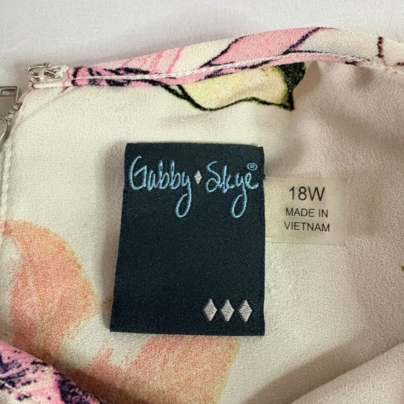 Gabby Skye Floral Fit & Flare Dress Women's Plus 18W Belted - Picture 4 of 11